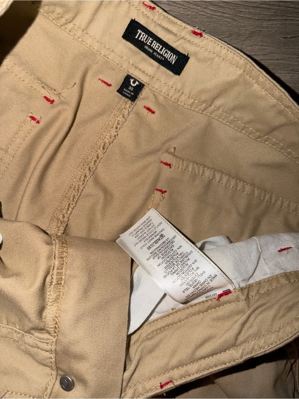 True Religion Men's Khaki Cargo Pants